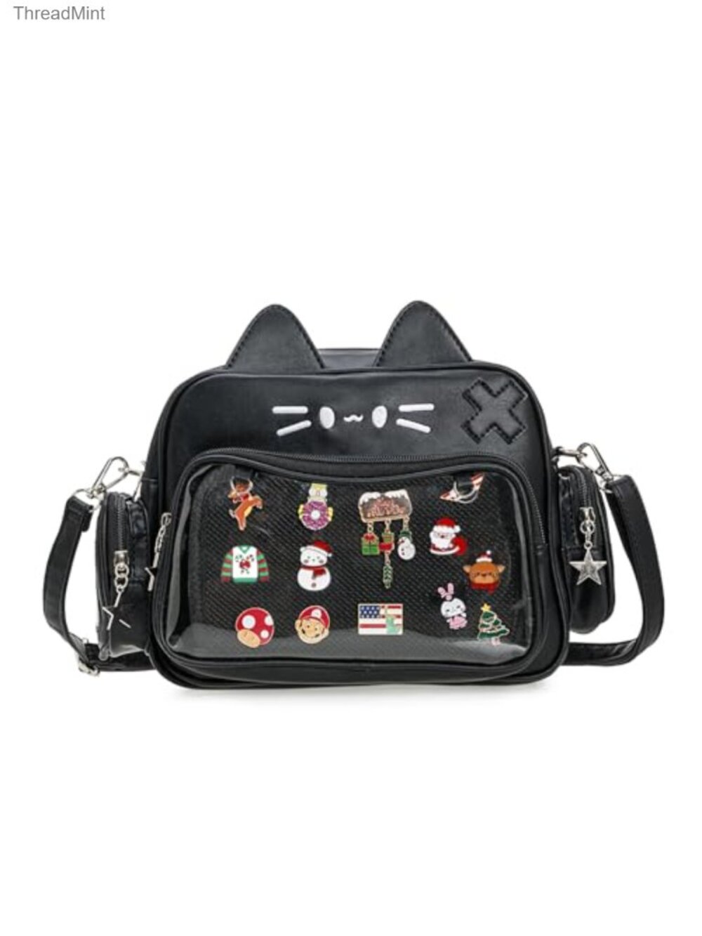 Kawaii Cat Ita Bag Crossbody Shoulder Backpack with Insert Pin Display PU